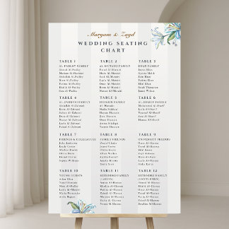 Poster Sinal de Assentos de Casamento | Lírio Azul Aquare