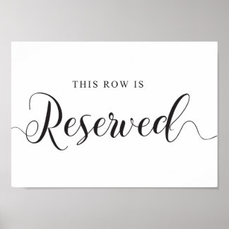 Poster Sinal de Assentos Reservados. Esta Fileira é Reser