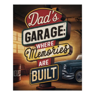 Pôster Sinal de Automóveis Retrô Vintage da Garagem do Pa
