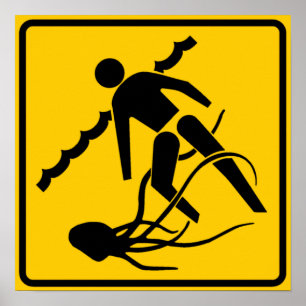 Poster Sinal de Aviso da Vida Marinha em Tons, Austrália