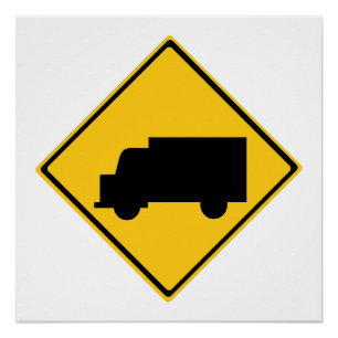 Pôster Sinal de aviso de caminhão rodoviário