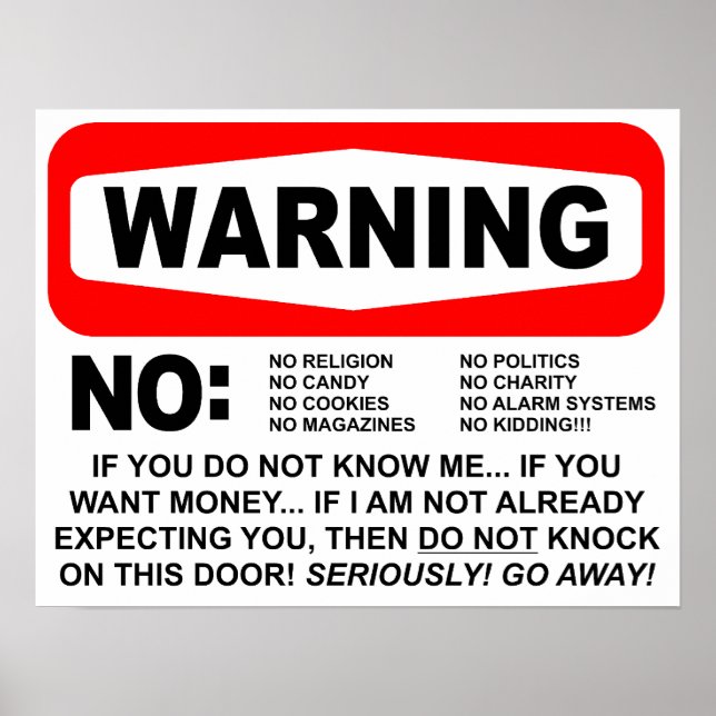 Pôster Sinal de Aviso de Nenhum Solicitante (Frente)