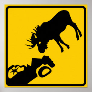 Poster Sinal de aviso dos alces do parque nacional de