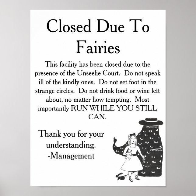 Pôster Sinal de Aviso Unseelie Fairies (Frente)