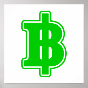 Poster SINAL DE BAHT VERDE ฿ Moeda Tailandesa ฿