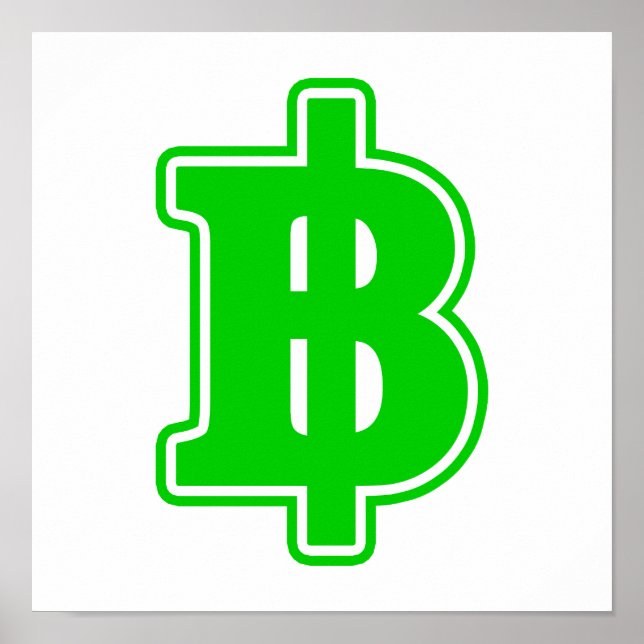 Poster SINAL DE BAHTE VERDE ฿ Dinheiro Moeda Tailandesa ฿ (Frente)