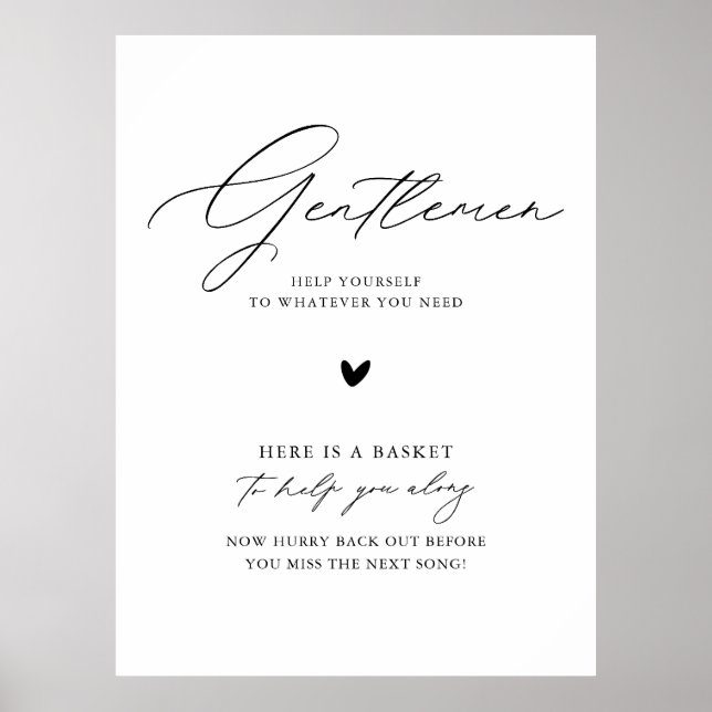 Poster Sinal de Banheira de Casamento Elegante (Frente)