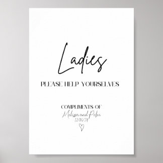 Poster Sinal de Banheira de Casamento Moderno