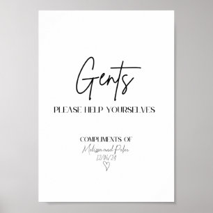 Poster Sinal de Banheira de Casamento Moderno de Homens