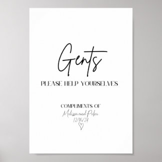 Poster Sinal de Banheira de Casamento Moderno de Homens