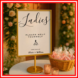Poster Sinal de Banheiro de Casamento Moderno Elegante Mi