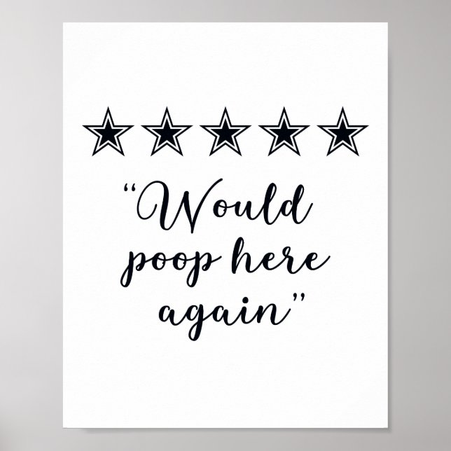 Poster Sinal De Banheiro Divertido Poop Aqui Novamente (Frente)