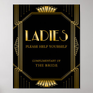 Poster Sinal de banheiro feminino Gatsby Art Deco
