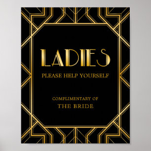 Poster Sinal de banheiro feminino Gatsby Art Deco