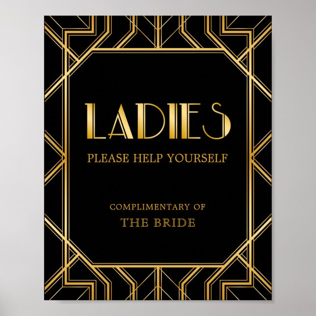 Poster Sinal de banheiro feminino | Gatsby Art Deco (Frente)