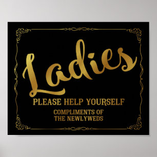 Pôster Sinal de banheiro feminino - Sinal de cesto de ban