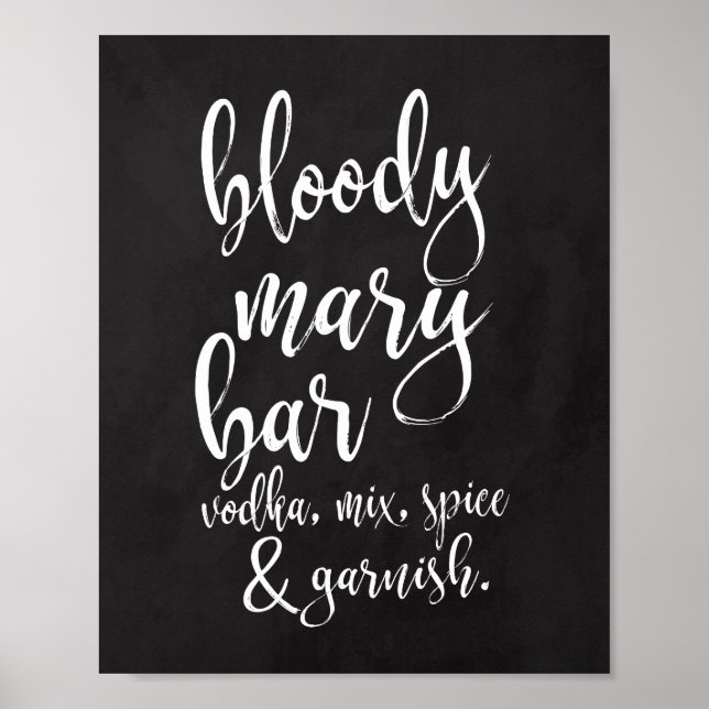 Poster Sinal de Bar 8x10 de casamento da Bloody Mary (Frente)