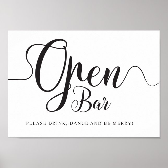 Poster Sinal de Bar Aberto. Bebidas Grátis Recepção de Ca (Frente)