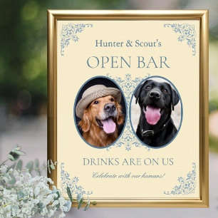 Poster Sinal de Bar Aberto de Casamento Chic Amarelo Pet 