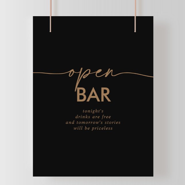 Poster Sinal de Bar Aberto de Casamento Clássico Dourado  (Criador carregado)
