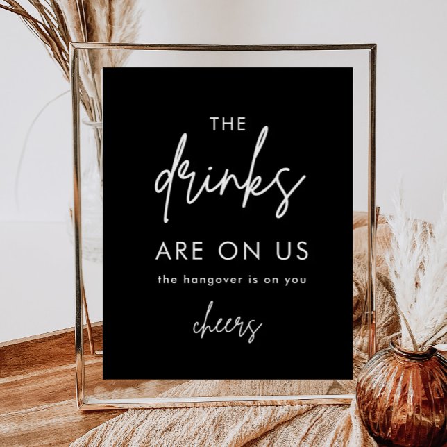 Poster Sinal de Bar Aberto de Casamento Engraçado Minimal (Criador carregado)