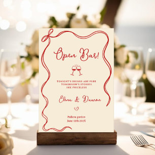 Poster Sinal de Bar Aberto de Casamento Italiano Moderno