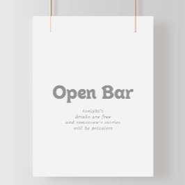 Poster Sinal de Bar Aberto de Casamento Minimalista Forma