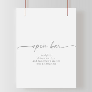 Poster Sinal de Bar Aberto de Casamento Minimalista Simpl