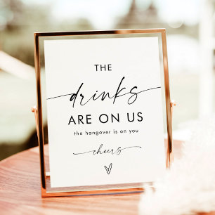 Poster Sinal de Bar Aberto de Casamento Minimalista Sin