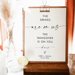Poster Sinal de Bar Aberto de Casamento Minimalista Sin