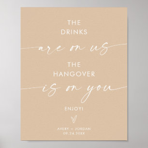 Poster Sinal de Bar Aberto de Casamento Minimalista Sin