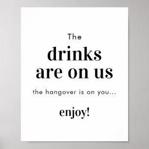 Poster Sinal de Bar Aberto de Casamento Minimalista   Sin