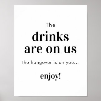 Poster Sinal de Bar Aberto de Casamento Minimalista | Sin