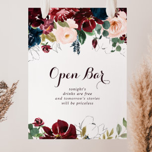Poster Sinal de Bar Aberto de Casamento outono Ilustrado