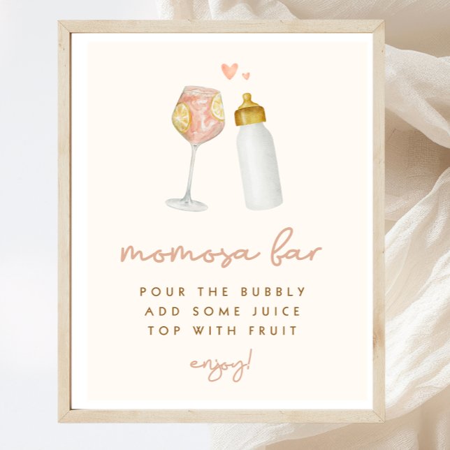 Poster Sinal de Bar Boho Chá de fraldas Momosa (Criador carregado)