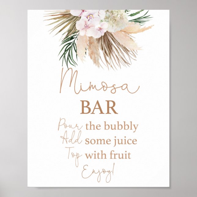 Poster Sinal de Bar Boho Chic Dried Palms Mimosa (Frente)