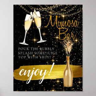 Poster Sinal de Bar Bridal Brunch Mimosa, tão elegante