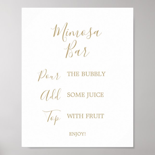 Poster Sinal de Bar Bridal Mimosa Dourado (Frente)