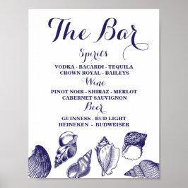 Poster Sinal de Bar Casamento na Praia Recepção Conchas O