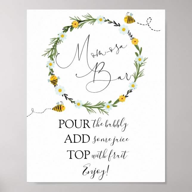 Poster Sinal de Bar da Bee Mãe-osa (Frente)