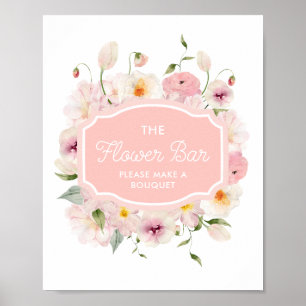 Poster Sinal de Bar da Flor do Chá de panela Rosa
