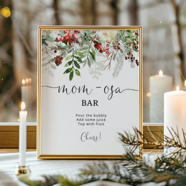 Poster Sinal de bar da mãe-osa. Bar momosa de inverno (Criador carregado)