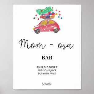 Poster Sinal de bar da mãe-osa. Bar momosa de inverno