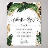 Sinal de bar da mãe-osa com vegetação tropical rus