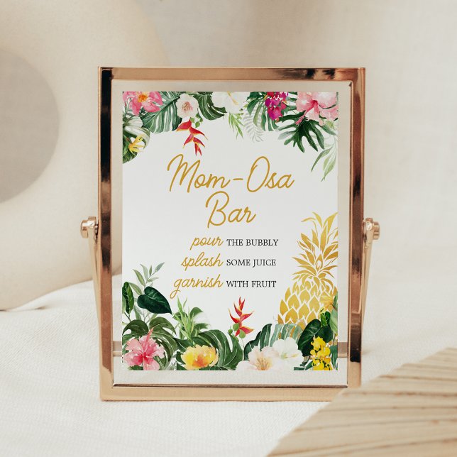 Poster Sinal de Bar da Mamãe Osa para Chuvinha de Bebê Ab (Aloha Baby Shower Sign)