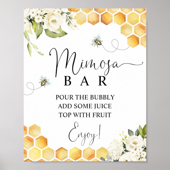 Poster Sinal de Bar de Bee Mimosa (Frente)