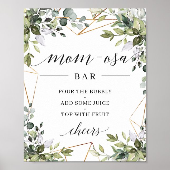 Poster Sinal de bar de Boho Greenery Foliage eucalyptus m (Frente)