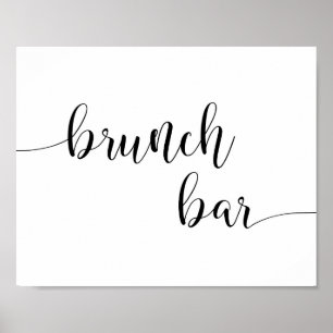 Poster Sinal de Bar de Brunch com Caligrafia Rústica   Br
