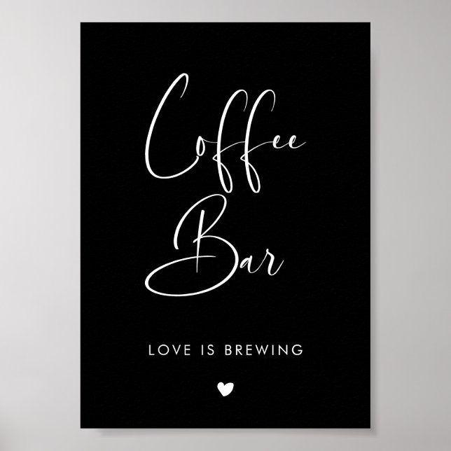 Poster Sinal de Bar de café preto Elegante e moderno (Frente)