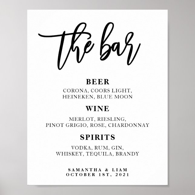 Poster Sinal de Bar de Casamento (Frente)